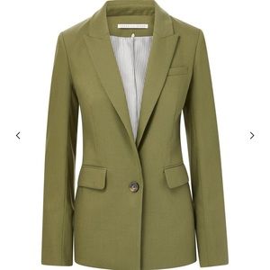 VERONICA BEARD SEVI LINEN JACKET IN BRIGHT ARMY